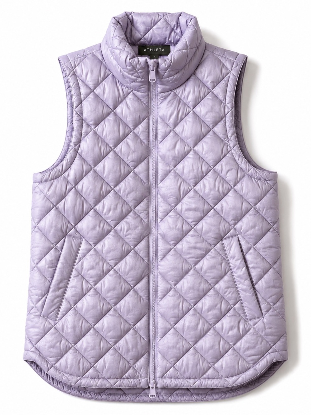 ATHLETA Whisper Featherless Vest Shasta Purple Puffer Quilted Sz Small
